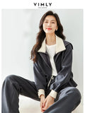 Vimly Women's Fleece Thicken Warm Tracksuit 2023 Winter Casual Outfits Zip Up Sweatshirt Wide Leg Sweat Pant 2 Piece Sets M3739