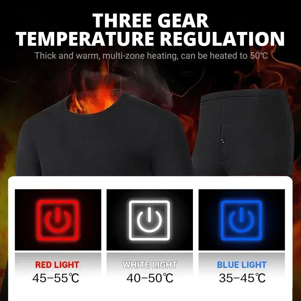 Winter Heated Underwear Suit 28 Areas USB Thermal Heating Moto Warm Cotton Pants Men Women for Outdoor Motorcycle Skiing