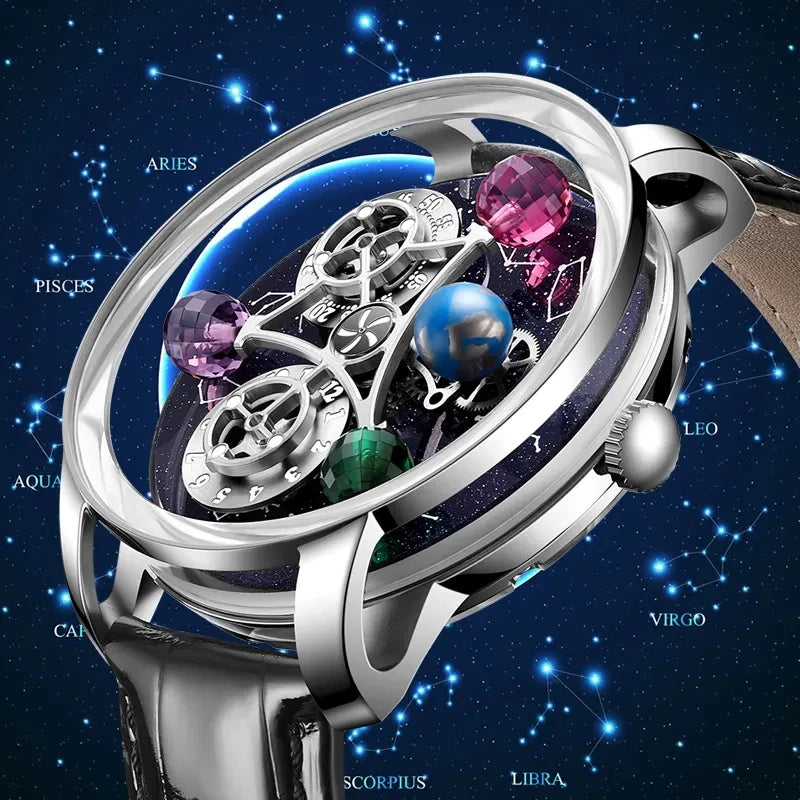 PINDU Men's Watch Top Luxury Brand Rotable Constellation Dial MIYOTA 8215 Movement  Glow in the Night Relogio Masculino+Box