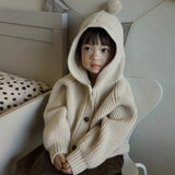 Boys Girls Sweater Chirldren Knitted Hooded Cardigan Jacket Coat Kids Infant Spring Autumn Cardigans Clothes