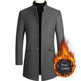 Solid Mens Long Woolen Coats New Winter Fashion Men Slim Fit Long Sleeve Cardigans Blends Coat Jacket Suit Cloak