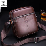 BULLCAPTAIN Casual Men's Messenger Shoulder Bag High Quality Smooth Hardware Zipper Pocket Leather Shoulder Bag For Men