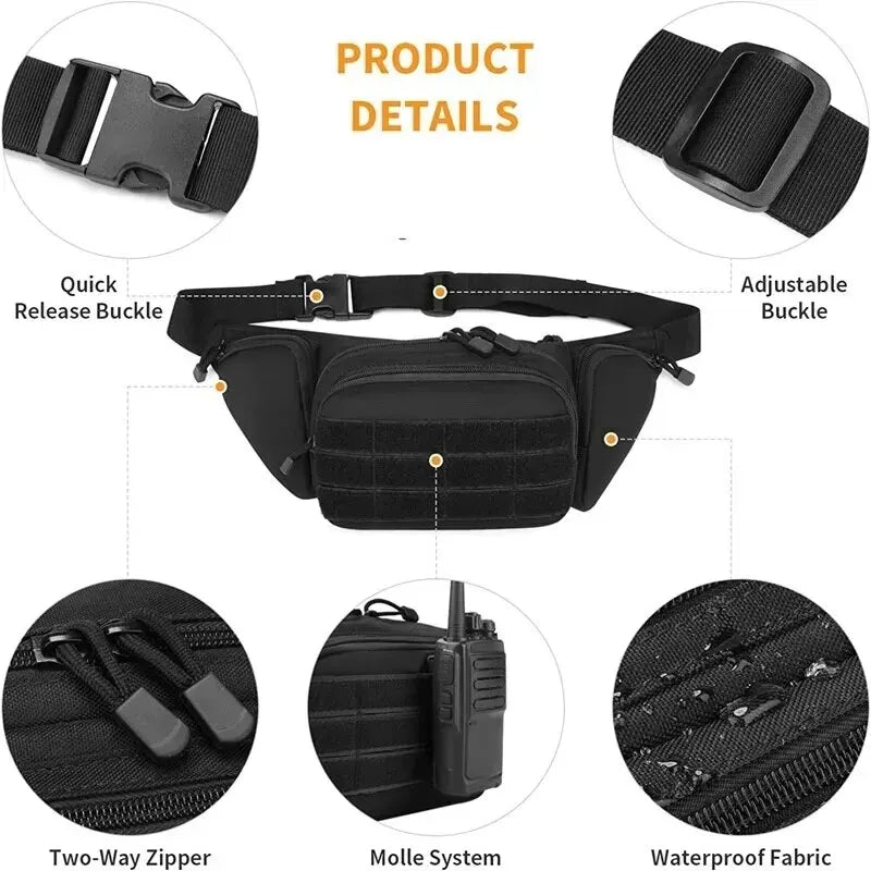 Men Tactical Waist Pack Nylon Bodypack Hiking Phone Pouch Outdoor Sports Armygreen Men Hunting Climbing Camping Belt Airsoft Bag