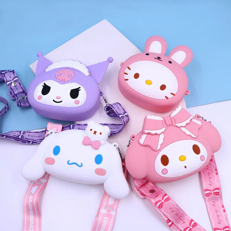 Sanrio Bag Kawaii Kitty Cinnamoroll Kuromi My Melody Coin Purse Shoulder Bags for Girl Cute Doll Handbag Kids Birthday Gift