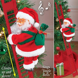 Electric Climbing Ladder Santa Claus with Music & LED Light, Xmas Tree Decorations Hanging Christmas Ornaments Tree Decor