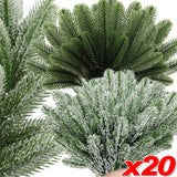 20/5Pcs Christmas Artificial Pine Needles Branches Snow Pine Fake Plants DIY Xmas Tree Wreath Ornaments Home Xmas New Year Gifts