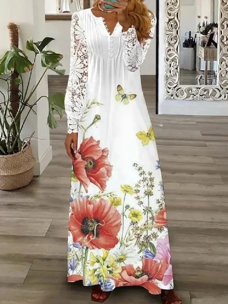 Woman Dress Superior Quality Summer Lace Sleeve V Neck A Line Solid Color Dresses Casual Vestidos Dropshipping JYFZ1690