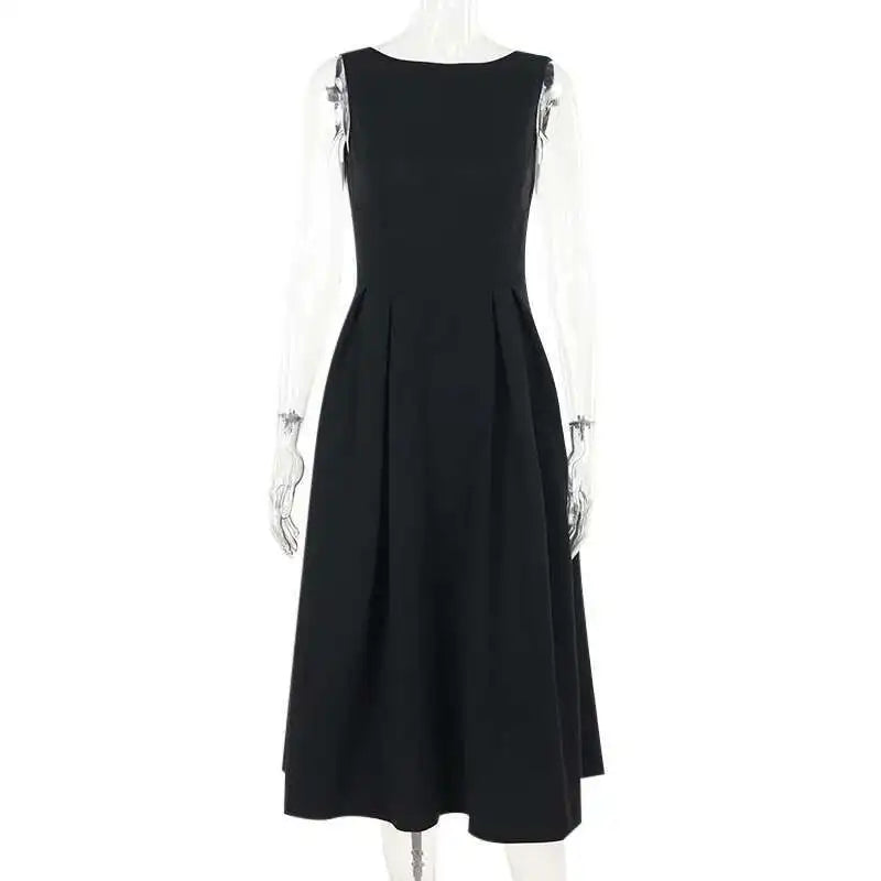 Townlike Pleated Waist Wrap A-line Dress Women Elegant Midi Long 2024 Summer Dress Backless Nightclub Sexy Party Dresses