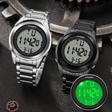 SYNOKE Top Brand Luxury Stainless Steel Alarm Hour For Mens Watches Fashion LED Men Digital Wristwatch Waterpoof