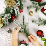 20/5Pcs Christmas Artificial Pine Needles Branches Snow Pine Fake Plants DIY Xmas Tree Wreath Ornaments Home Xmas New Year Gifts