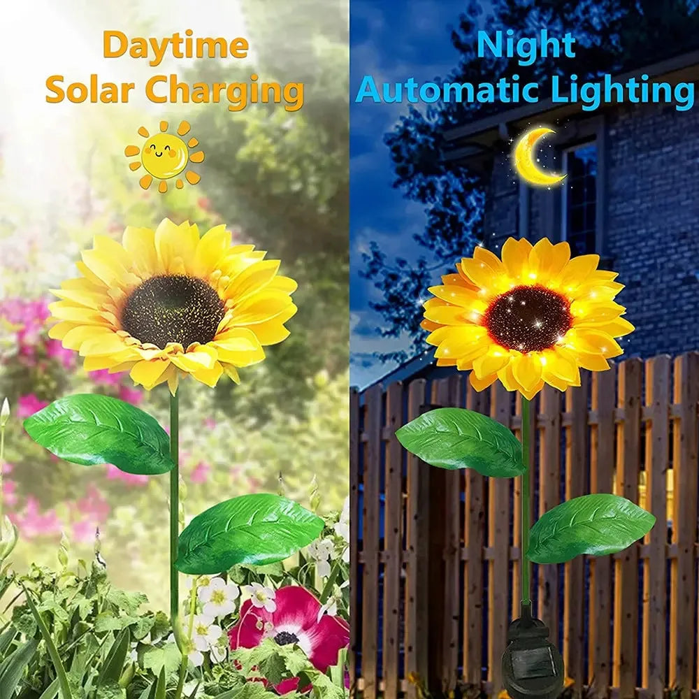 1pcs, Sunflower Solar Lamp, 3 LED Sunflower Yellow Flower Lamp Decor,For the decoration of patios, lawn gardens