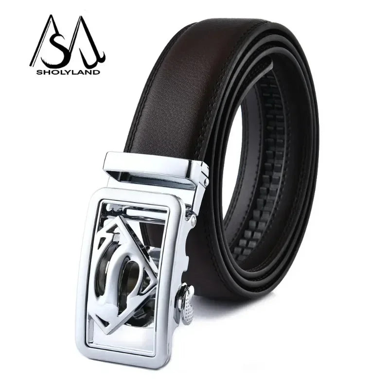 Real Leather Belt Men Designer High Quality Cinturones Hombre Ceinture Homme Cinto Popular Waist Strap Automatic Buckle Blue