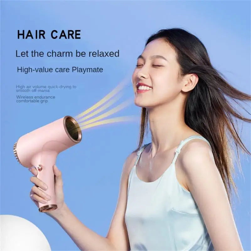 New Wireless Portable Hair Dryer High Power Household Travel Speed Negative Ion Charging Dual Purpose Hair Dryer