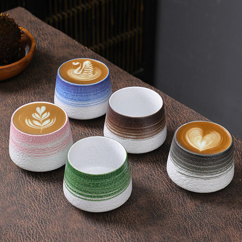 Retro Colorful Tea Cups 200ml Cute Coarse Ceramic Coffee Mugs