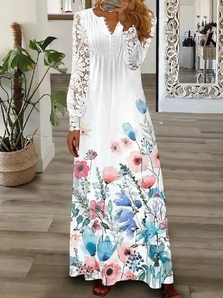 Woman Dress Superior Quality Summer Lace Sleeve V Neck A Line Solid Color Dresses Casual Vestidos Dropshipping JYFZ1690