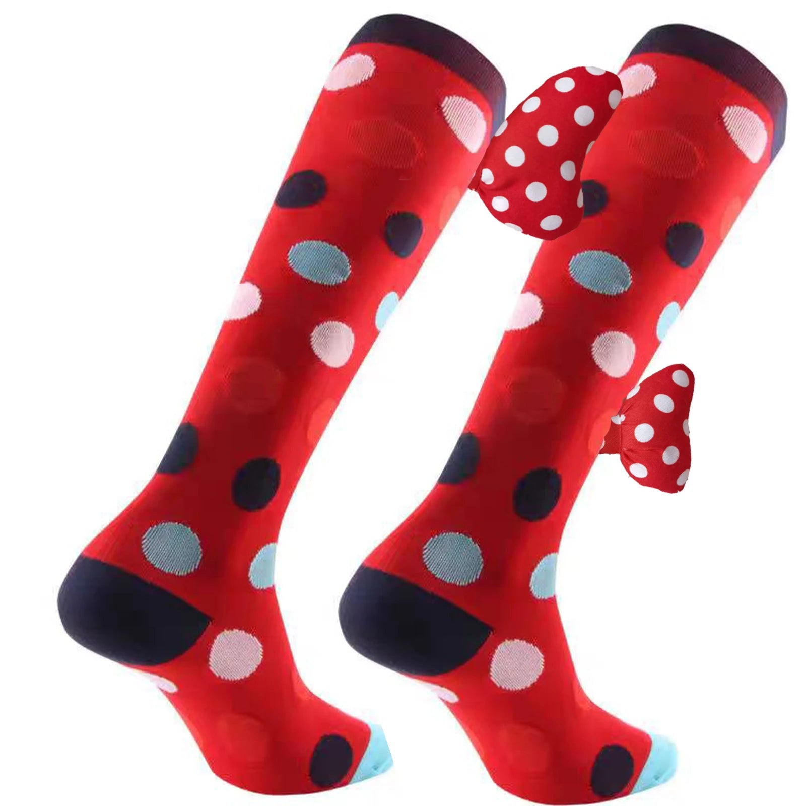 Cute Girl Long Socks Cute Girl High Socks Colorful polka dot Socks Handmade Bow Socks