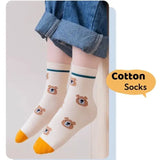 5 Pairs Children's Socks Autumn Calf Cotton Socks Kids Boys Cartoon Bear Socks Spring Autumn Sock