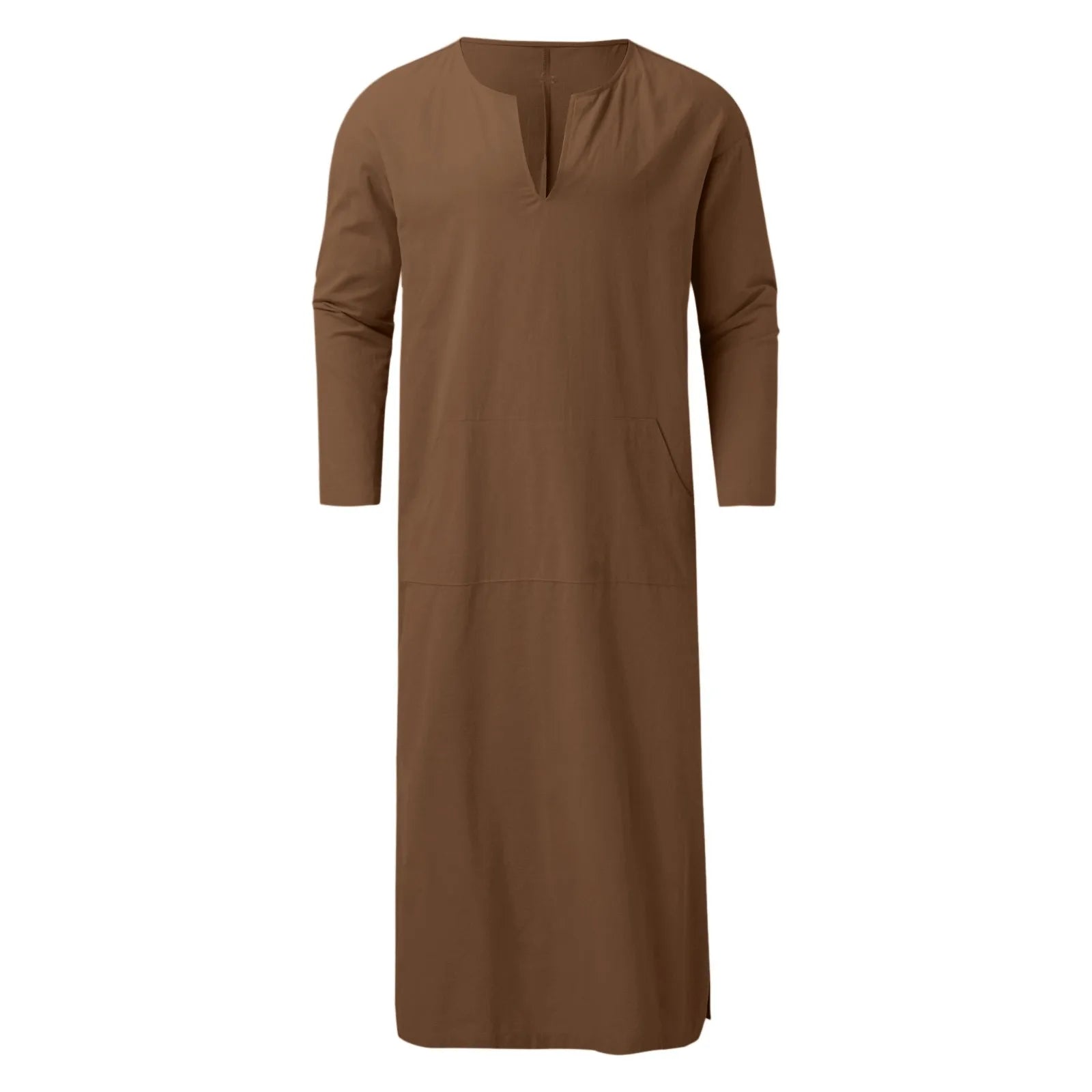 Mens Casual Loose Muslim Robes Shirts Fashion Solid Half Sleeve Abaya Kaftan With Pockets Middle East Islamic Arab Dubai Clothe