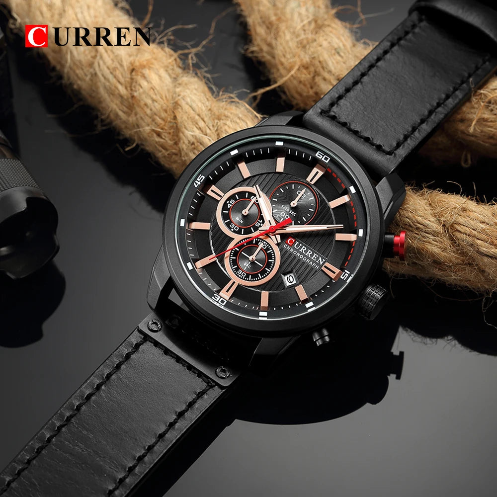 ساعة CURREN Fashion Date Quartz للرجال من أفضل العلامات التجارية الفاخرة للرجال ساعة كرونوغراف رياضية للرجال ساعة يد Hodinky Relogio Masculino