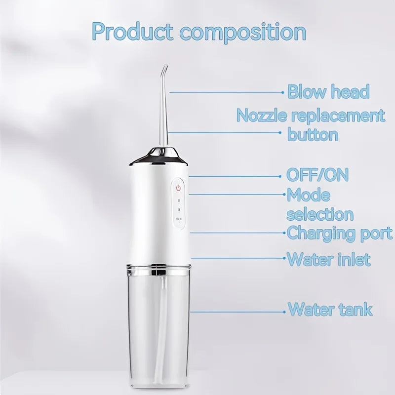 Oral Irrigator Portable Mouth Washing Machine Dental Water Flosser USB Rechargeable Water Jet Floss Tooth Pick 220ml 3 Modes