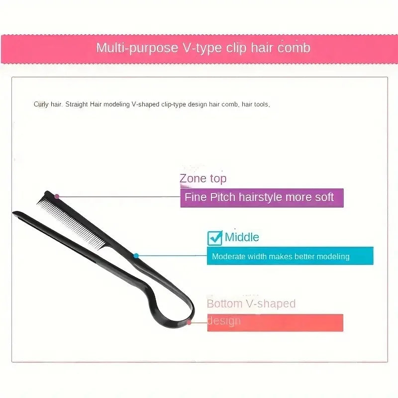 Hair Styling V-comb Messy hair finishing comb Straightening Splint Comb Hair tool Straightening clip Hairdressing V-seam comb