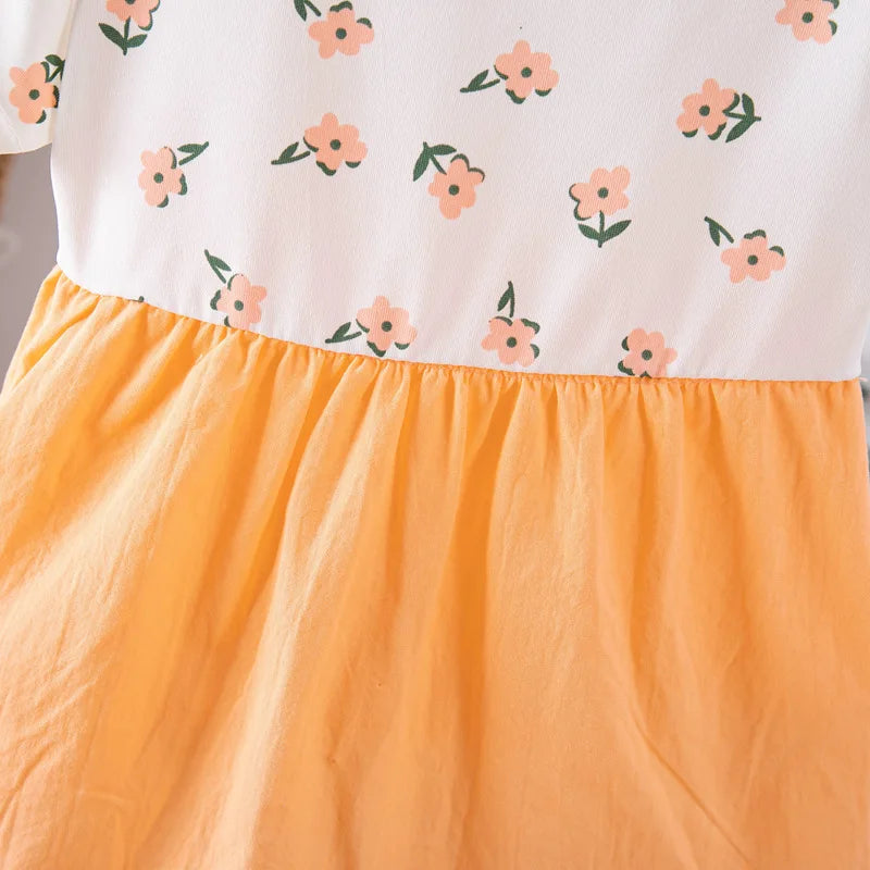 Summer Girls Baby Dresses Short Sleeve Floral Princess Dress Kids Children Outfit 0-3 Years Old