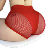 Womens Hollow Out Fishnet Booty Shorts Mid Waist Elastic Waistband Hot Pants for Sports Fitness Workout Yoga Pole Dancing