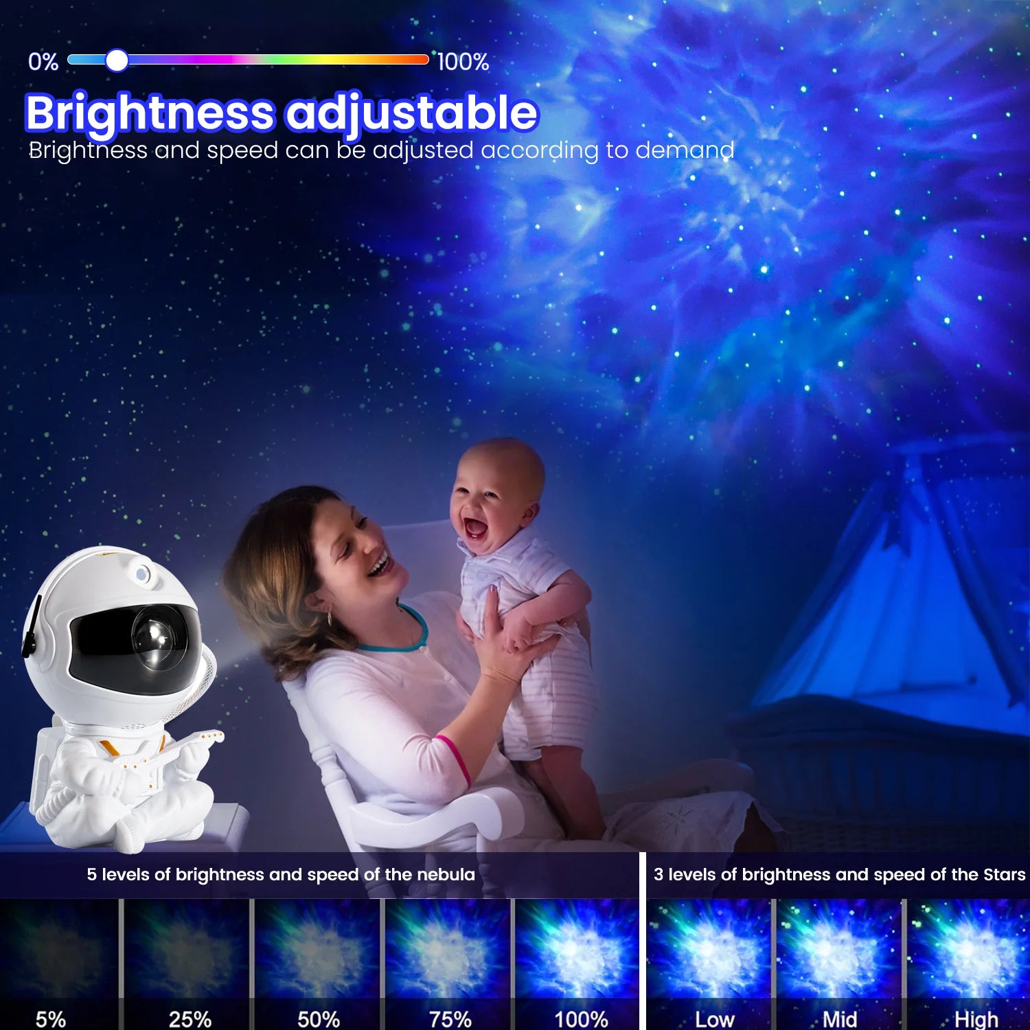 Star Projector Galaxy Night Light Astronaut Space Projector Starry Nebula Ceiling LED Lamp for Home Bedroom Decorative kids gift