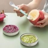 Fruit Scraping Mud Spoon Stainless Steel Baby Food Feeding Spoon Two Heads Soft Silicone Easy To Baby Feeder Utensils