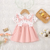 Small Floral Short Sleeved Baby Girl Dress, Summer New Fake Two-Piece Children'S Clothing (6-24 Months)