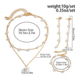 Ingemark Elegant Imitation Pearl Chain Necklace Bracelet Drop Earrings for Women Wed Bridal Jewelry Set Party Accessories Gift