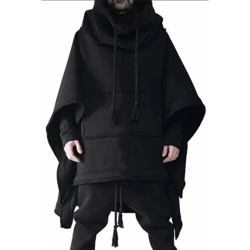 Medium and Long Bat Sleeve Cape Hoodie Jacket Men's Autumn Wool Jacket Fashion Men's Personality Shawl Men's Wool Jacket Top