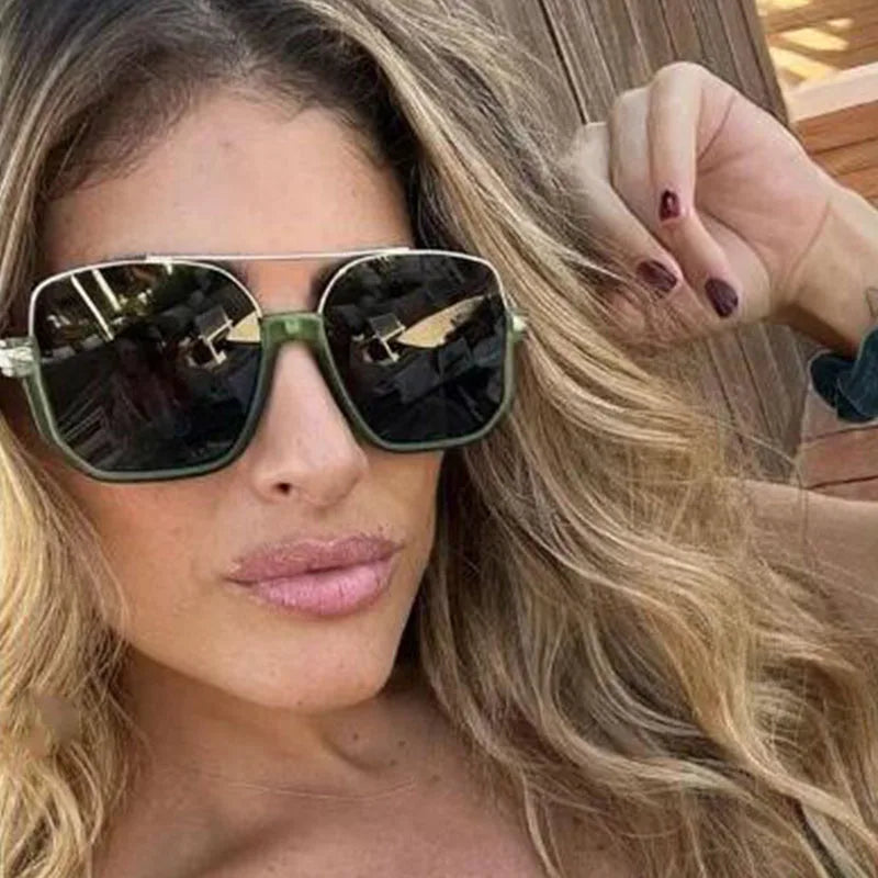 2024 Trendy Luxury Designer Sunglasses Square Shades Oversized Women's Sun Glasses Ocean Lens Luxury Brand Female Eyeglasses