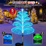 1 pack 5 Layer Solar Fountain Jellyfish Lights Christmas Tree Lights With Stars Colorful Color Changing LED Outdoor Lighting