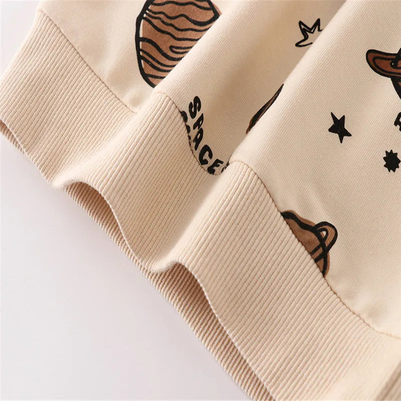 Jumping Meters New Arrival Children's Space Print Boys Girls Sweatshirts Autumn Spring Toddler Clothing Sport Kids Shirts Hooded