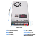 Digital display adjustable 500W 600W 1000W power supply 0-12V 15V 24V 27V 30V 36V 48V 60V 72V 90V 110V 150V 200V AC to DC SMPS