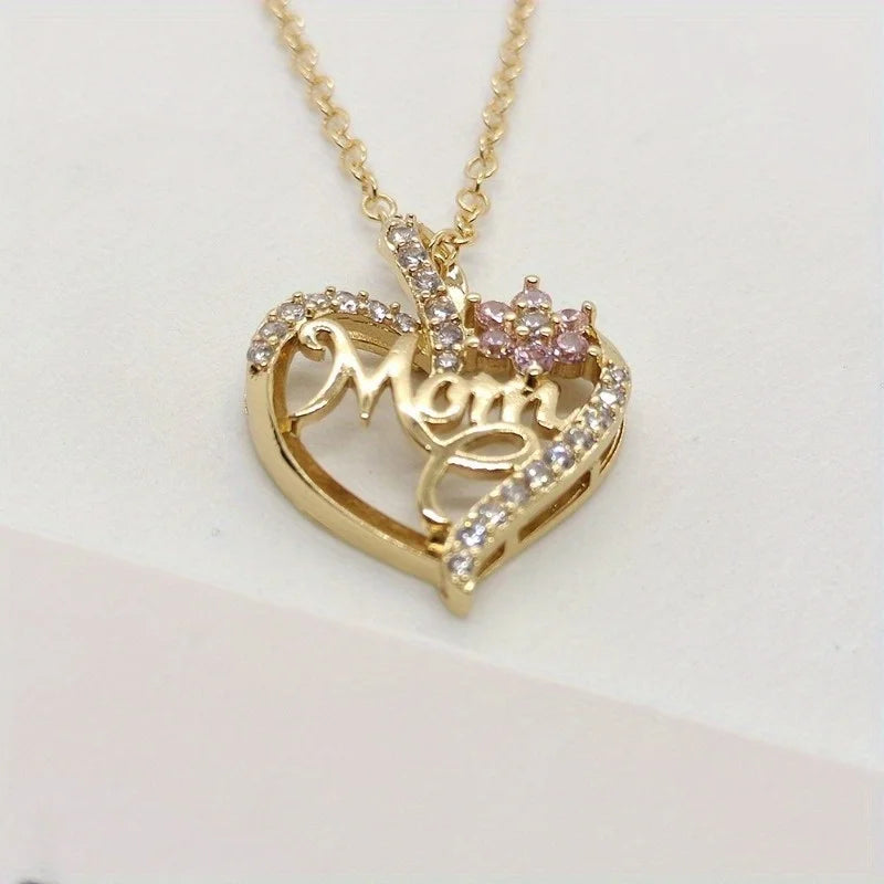 14K Gold-Plated Heart 'MOM' Pendant Necklace - Elegant, Durable Gift to Show Your Love .The Perfect Gift for Your Favorite Mom