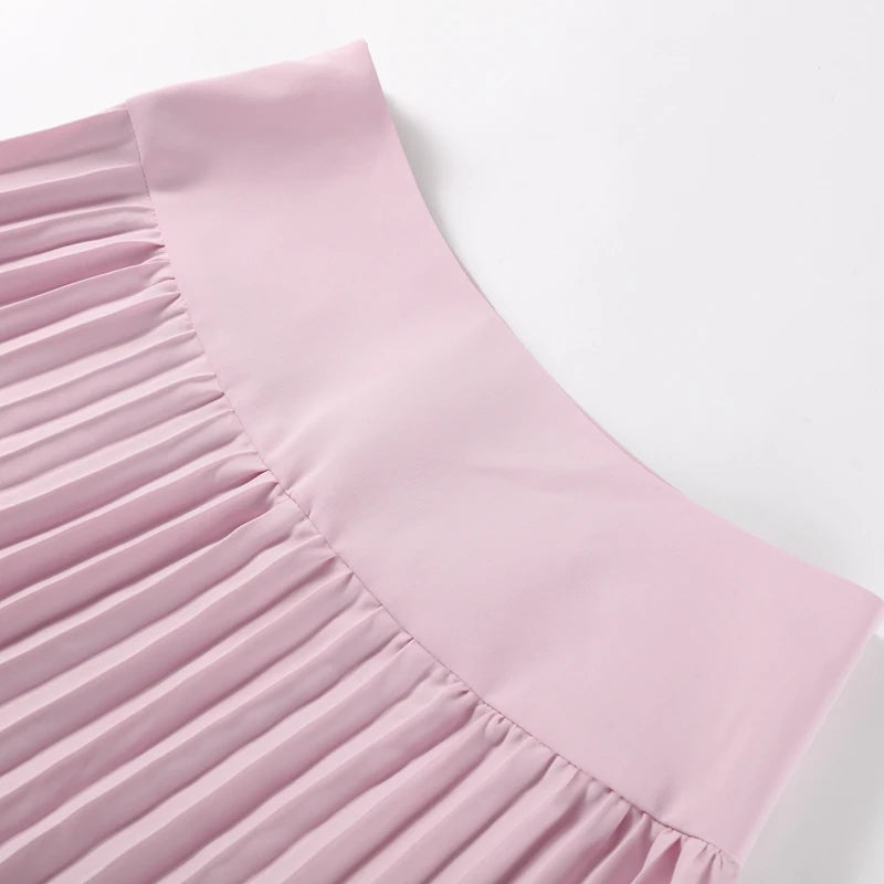 Elegant Shawl Pleated Top Long Skirt Women Set Sleeveless Tops Diamond Shawl High Waist Fashion Evening Skirts Summer Lady Suit