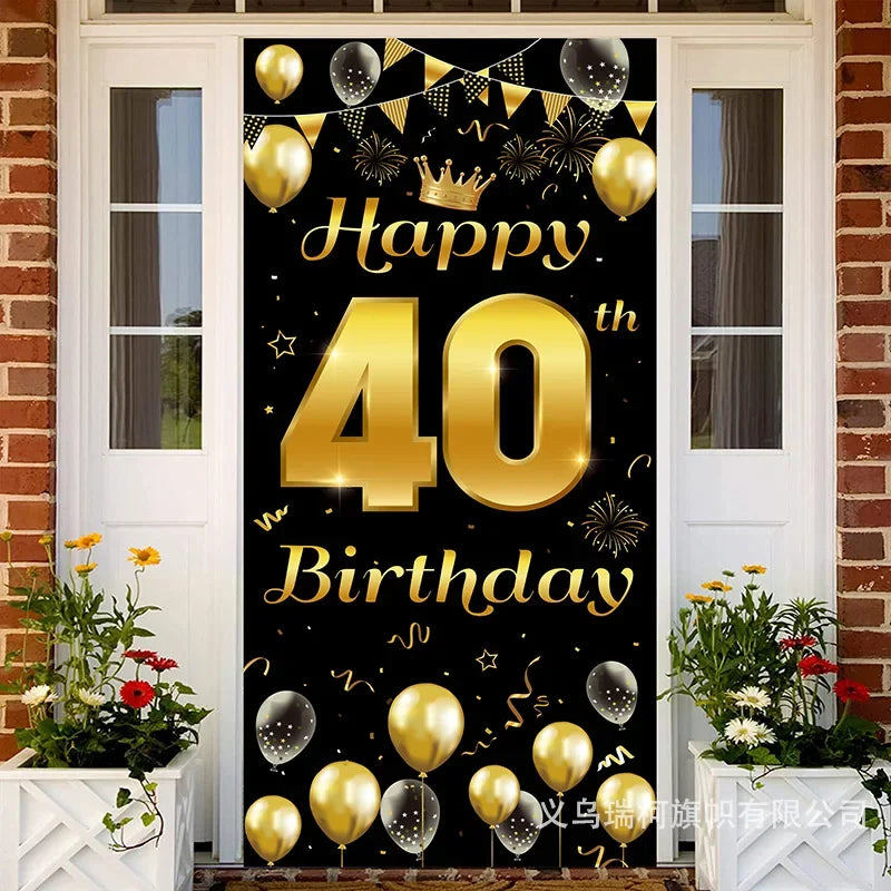 Black Gold Birthday Balloon Banner Cheer 18th Happy 18 Year Old Birthday Ballon Backdrop Happy Birthday Party Decor Baloon