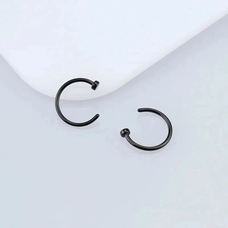 2Pcs Fake Nose Rings for Women, 316L Stainless Steel Lip Rings Labret Ring Nostril Hoop Piercing Studs Nose Piercing Jewelry