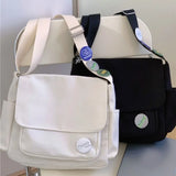 Simple School Student Shoulder Bag Nylon Handbags Solid Color Leisure Large Capacity Messenger Bag Male Female Tote Bag