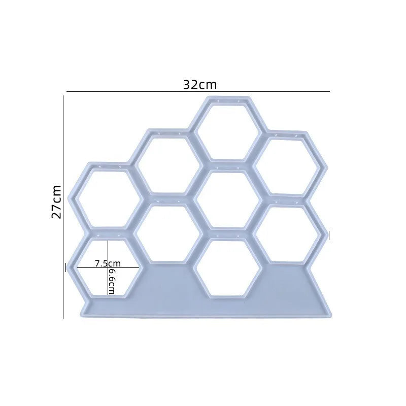 DIY Jewelry Storage Crystal Epoxy Resin Mold Ornaments Hollow Earrings Hexagonal Bracket Pendant Silicone Mold