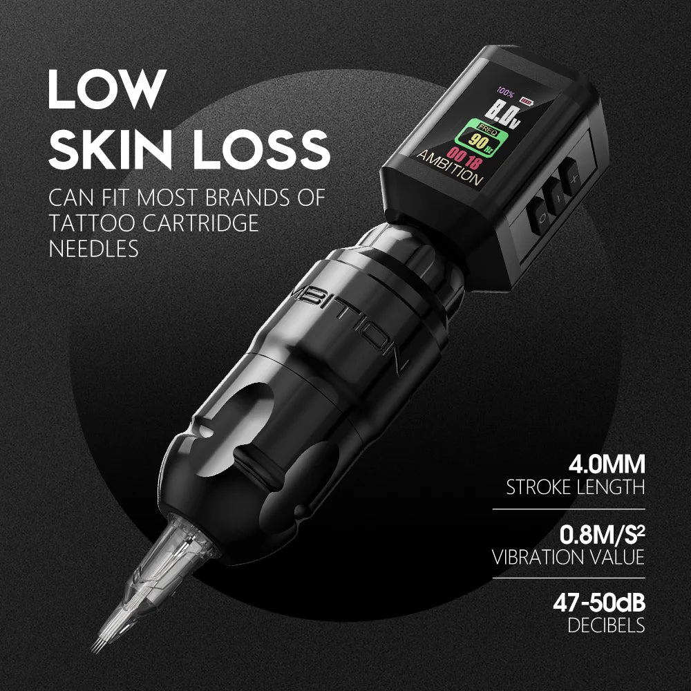 Ambition Lutin Design Straight Rod Rotaty Tattoo Machine Pen Brushless Motor Stroke4.0+3.5mm Match Korall Wireless Battery Kit