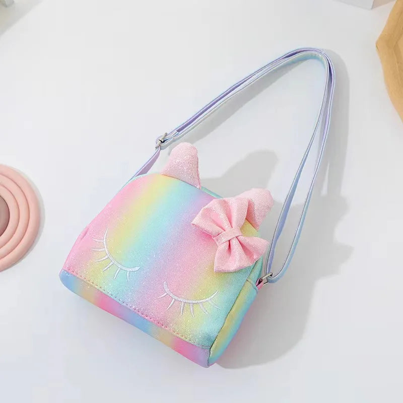 Fashion Kids Embroidery Unicorn Crossbody Purses Handbags Little Girls Baby Purse Cute Cartoon Colorful Shoulder Bag