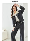 Vimly Women's Fleece Thicken Warm Tracksuit 2023 Winter Casual Outfits Zip Up Sweatshirt Wide Leg Sweat Pant 2 Piece Sets M3739