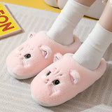 Cute Cat Slippers Fluffy Furry Women Home Platform Slippers Men Winter Plush Slides Indoor Fuzzy Slippers Lovely Cotton Shoes