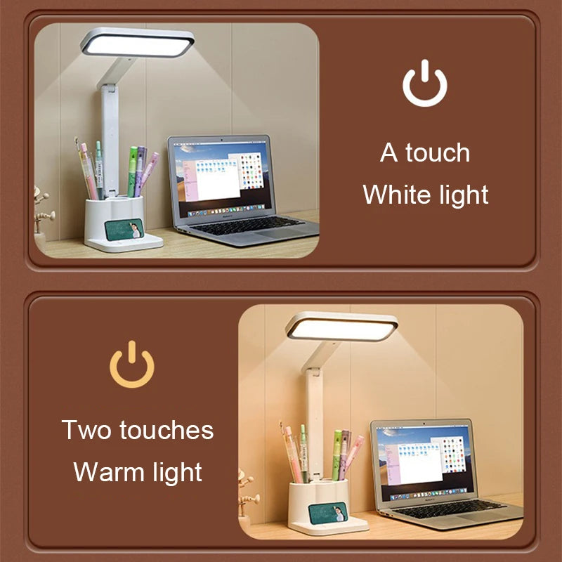 LED Desk Lamp 3 Levels Dimmable Touch Night Light USB Rechargeable Eye Protection Foldable Table Lamp For Bedroom Bedside Desk