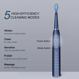 Seago SG-575 Electric Toothbrush with 4 Replacement Heads USB Rechargeable 360 Days Long Battery Life Electric Sonic Toothbrush