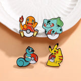 Pokemon Pikachu Anime Metal Badge Squirtle Charmander Bulbasaur Men Women Brooch Badge Jewelry Backpack Decorate Halloween Gift