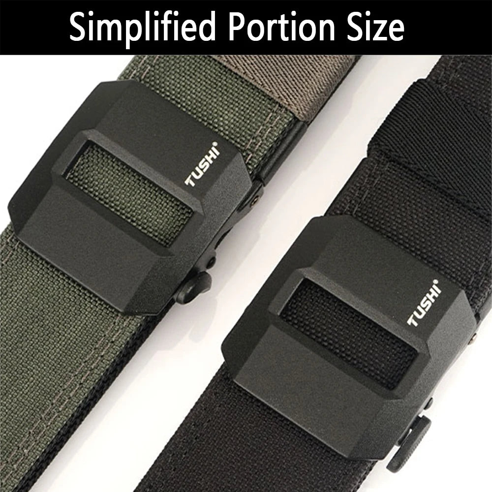 TUSHI New Military Belt for Men Sturdy Nylon Metal Automatic Buckle Police Duty Belt Tactical Outdoor Girdle IPSC Accessories